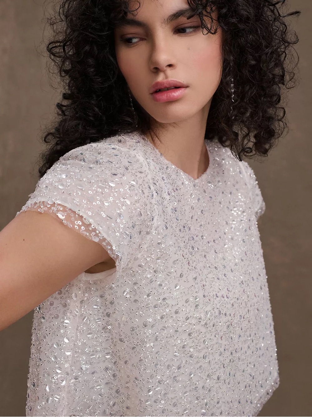 Anthropologie BHLDN Paradis Sequin Crop Top 0